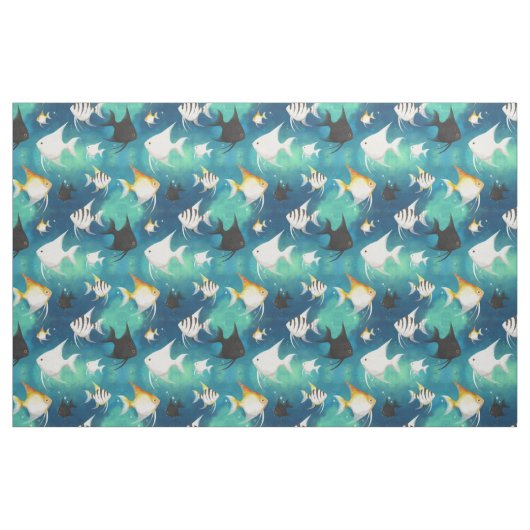 Angelfish Aquarium Pattern Stoff (Fat Quarter (45,7 x 55,9 cm))