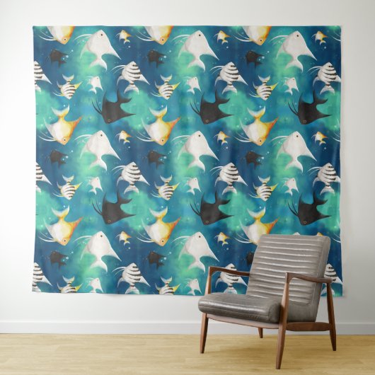 Angelfish Aquarium Pattern Wandteppich (Beispiel (Horizontal))