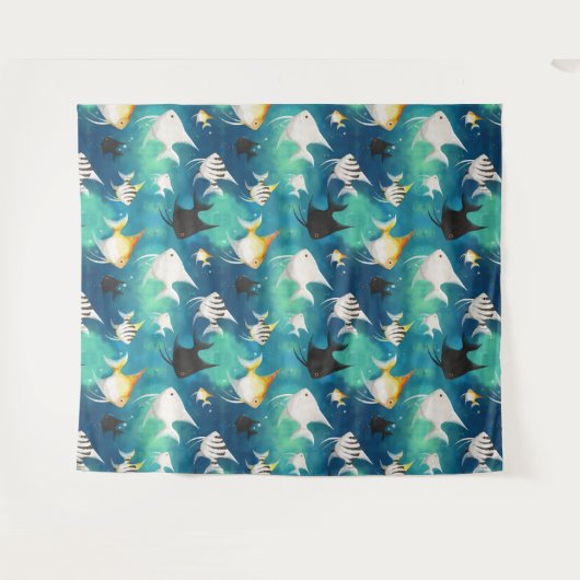 Angelfish Aquarium Pattern Wandteppich (Vorderseite (Horizontal))