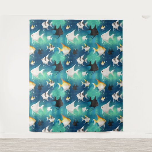 Angelfish Aquarium Pattern Wandteppich (Vorderseite)