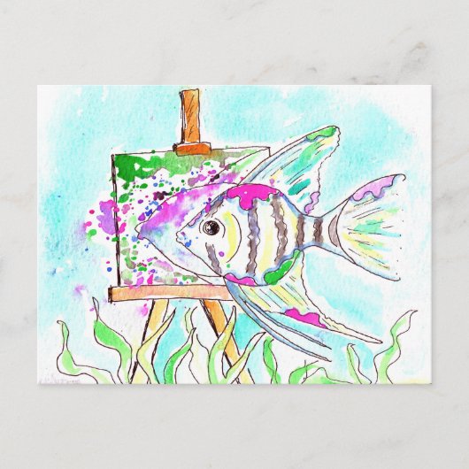 Angelfish Artist Painting Postkarte (Vorderseite)