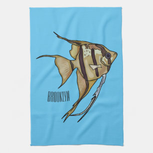 Angelfish Cartoon Illustration Geschirrtuch