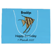 Angelfish Cartoon Illustration Große Geschenktüte (Rückseite)