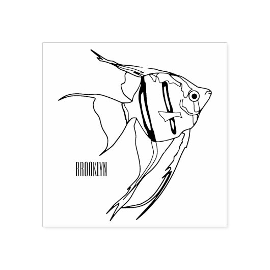 Angelfish Cartoon Illustration Gummistempel (Prägung)