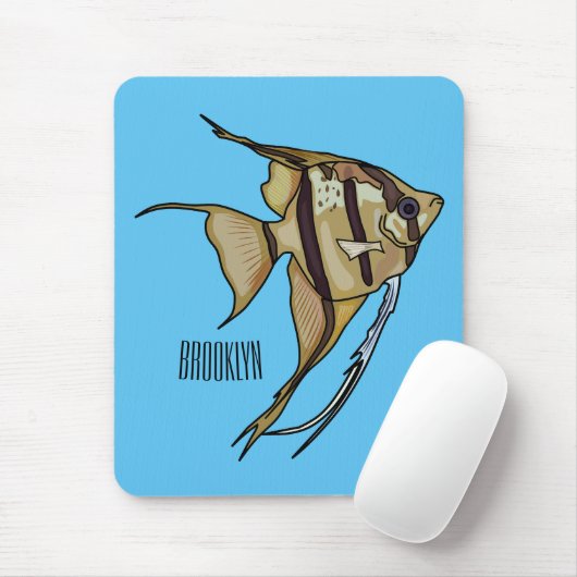 Angelfish Cartoon Illustration Mousepad (Mit Mouse)