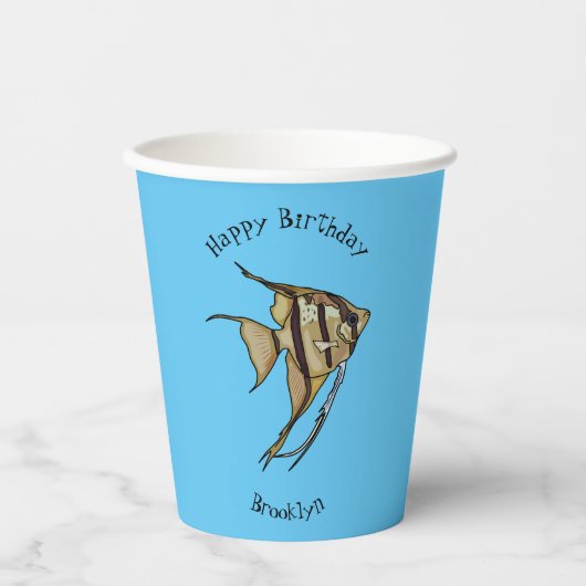 Angelfish Cartoon Illustration Pappbecher (Vorderseite)