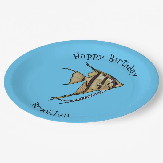 Angelfish Cartoon Illustration Pappteller (Schrägansicht)