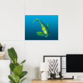Angelfish - Elegante im Gradientenblau | Poster (Heimbüro)
