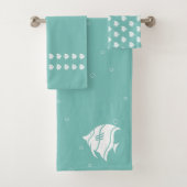 Angelfish Gezeitenfarbenes Aquamarines Blau-Weiß-D Badhandtuch Set (Insitu)