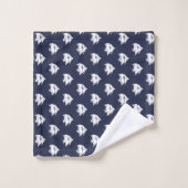 Angelfish Ocean Blue & White Küstendekoration Badhandtuch Set (Waschlappen)