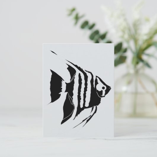 Angelfish. Schwarz und Weiß. Monochrom Postkarte (Stehend Vorderseite)