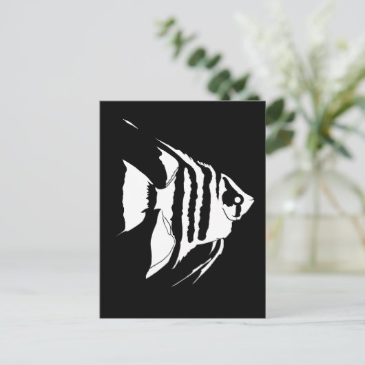 Angelfish. Schwarz und Weiß. Monochrom Postkarte (Stehend Vorderseite)