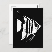 Angelfish. Schwarz und Weiß. Monochrom Postkarte (Vorne/Hinten)