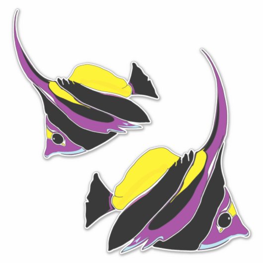 Angelfish Tropisches Set Aufkleber (Vorderseite)