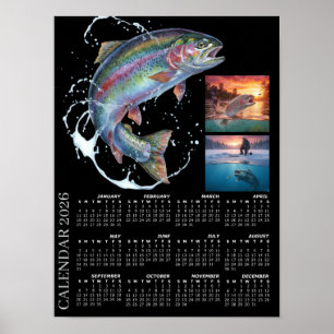 Angelfoto-Kalender 2026, Fly-Fishing, Forelle Poster