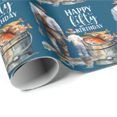 Angelfreunde50. Geburtstagsvater und Sohn Geschenkpapier (Rolleneckpunkt)