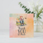 Angelfreunde fischen mit Katze Dankeskarte (Stehend Vorderseite)