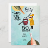 Angelfreunde zum 50. Geburtstag Einladung (Vorne/Hinten)