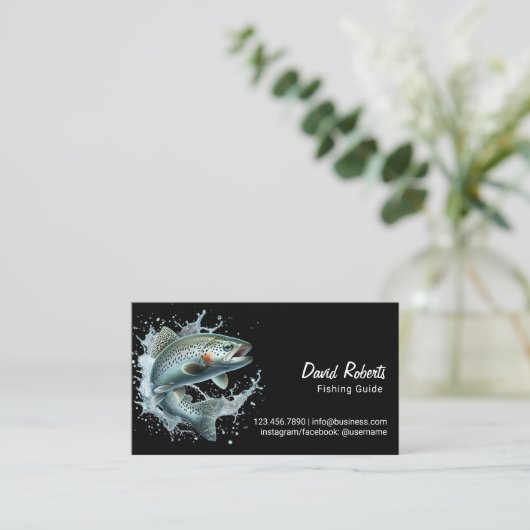 Angelführer Angelchartern Schlicht Schwarz Visitenkarte (Stehend Vorderseite)