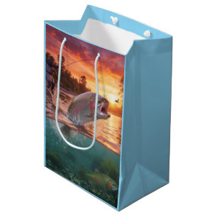 Angelgift Rückseite, Regenbogenforelle / Fisch Mittlere Geschenktüte