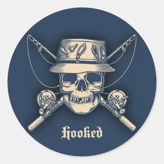 Angelhaken Runder Aufkleber (Vorderseite)