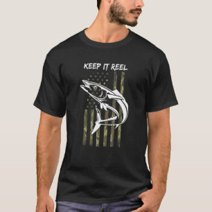 Angelhaken Usa Flag Tarnung Fisch T-Shirt