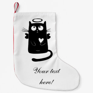 Angelic Black Cat Cartoon Kleiner Weihnachtsstrumpf