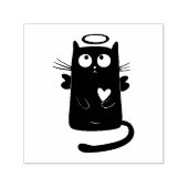 Angelic Black Cat Cartoon Permastempel (Design)
