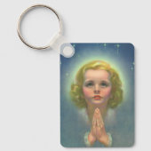 Angelic Blond Girl mit Halo und Stars Gebet Schlüsselanhänger (Vorderseite)