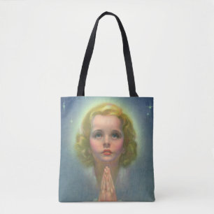 Angelic Blond Girl mit Halo und Stars Gebet Tasche
