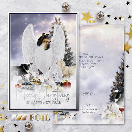 Angelic Christmas Eve, Tricolor Collie Angel - Folien Feiertagskarte