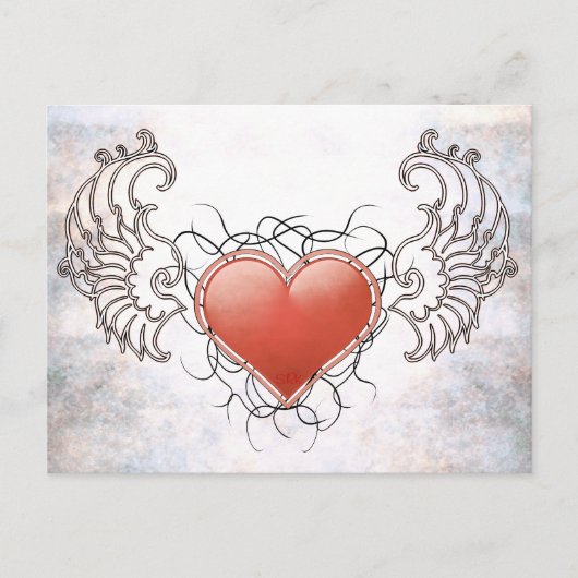 Angelic Crystal red heart Postkarte (Vorderseite)