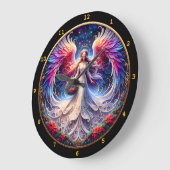 Angelic Design mit lebendigen Flügeln und Mustern Große Wanduhr (Winkel)