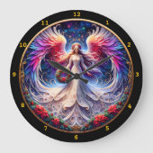 Angelic Design mit lebendigen Flügeln und Mustern Große Wanduhr (Vorderseite)