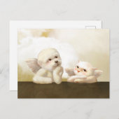 Angelic Dog und Cat on Cloud Ankündigungspostkarte (Vorne/Hinten)