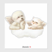 Angelic Dog und Cat on Cloud Aufkleber (Blatt)