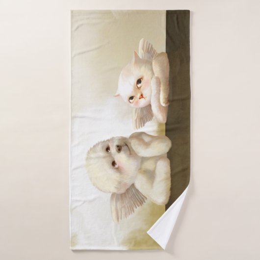 Angelic Dog und Cat on Cloud Badehandtuch (Badehandtuch)