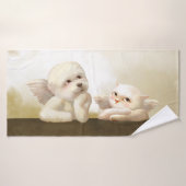 Angelic Dog und Cat on Cloud Badehandtuch (Badehandtuch)