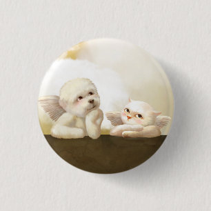 Angelic Dog und Cat on Cloud Button