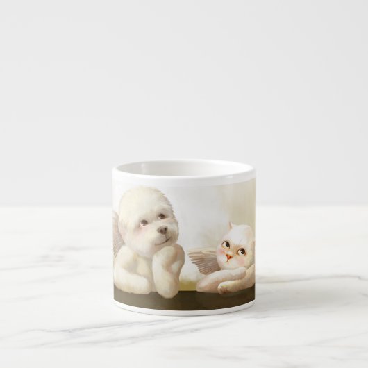 Angelic Dog und Cat on Cloud Espressotasse (Vorderseite)
