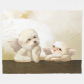 Angelic Dog und Cat on Cloud Fleecedecke (Vorderseite (Horizontal))