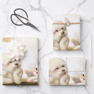Angelic Dog und Cat on Cloud Geschenkpapier Set