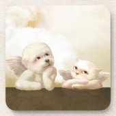 Angelic Dog und Cat on Cloud Getränkeuntersetzer (Vorderseite)