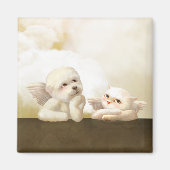 Angelic Dog und Cat on Cloud Magnet (Vorne)