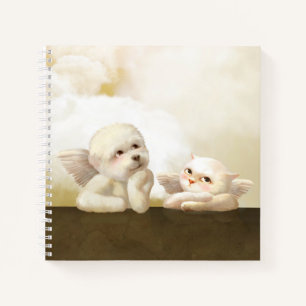 Angelic Dog und Cat on Cloud Notizblock