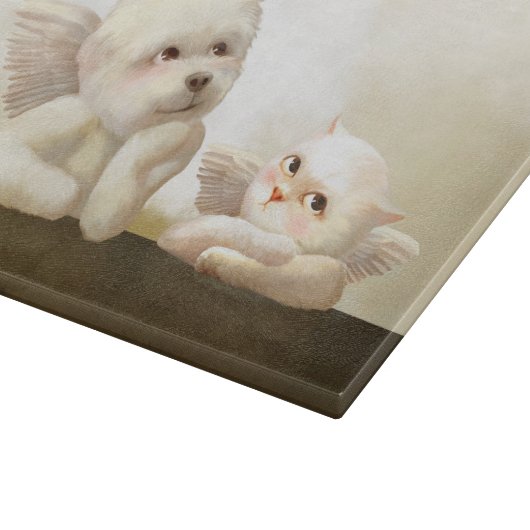 Angelic Dog und Cat on Cloud Schneidebrett (Ecke)