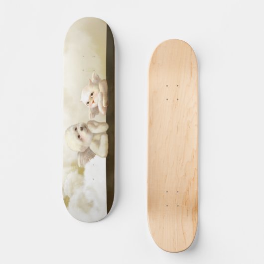 Angelic Dog und Cat on Cloud Skateboard (Vorderseite)