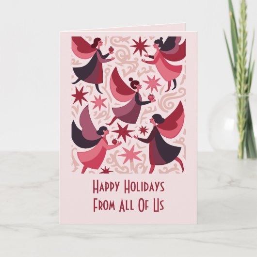 Angelic Figures Mid-Century Modern Kitschmas Karte (Vorderseite)