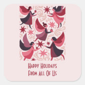 Angelic Figures Mid-Century Modern Kitschmas Quadratischer Aufkleber (Vorderseite)