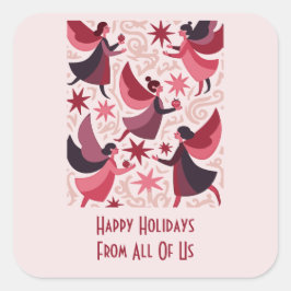 Angelic Figures Mid-Century Modern Kitschmas Quadratischer Aufkleber